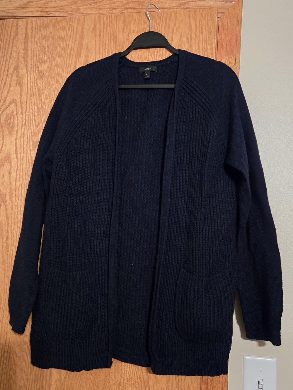 J. Crew Navy Open-Front Ribbed Men's Cardigan Sweater